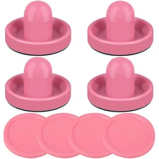 Air Hockey Pushers and Pink Air Hockey Pucks Goal Handles Paddles Accessories...