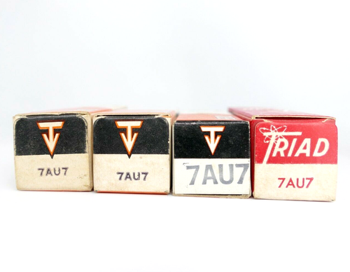 Four Excellent TRIAD 7AU7 Tubes NOS NIB Strong & Balanced TV-7 Test Results - Imagen 2 de 2
