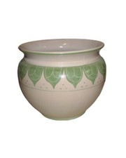 Vaso portavaso verde in ceramica moderna decorato cm 20 da interno fiori piante