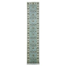 2'7" x 15'10" Porcelain Blue Wool Hand Knotted Shah Abbas XL Runner Rug R76034