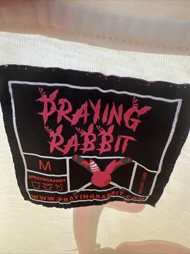 Praying Rabbit Crew Neck Men’s Medium Unisex SS Shirt Emiko Cream Beige Anime - Picture 4 of 6