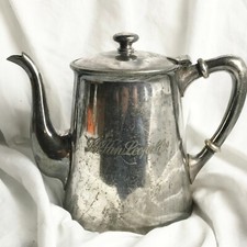 ANTIQUE SILVER PLATED SS SAN LEOPOLDO TEAPOT TEA COFFEE POT EAGLE OIL COMPANY