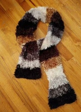 Cejon Multicolor Furry Soft Striped Long Scarf 78" x 6"