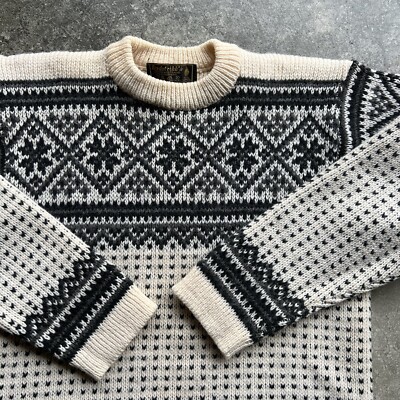 Vintage 80s Cream Black Nordstrikk Sweater Men's Size Medium 100