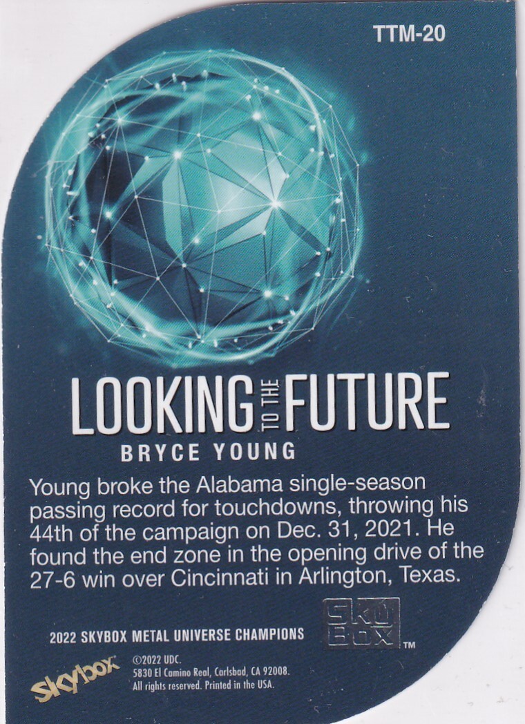 Skybox 2022 Metal Universe Champions No. TTM-20 Bryce Young