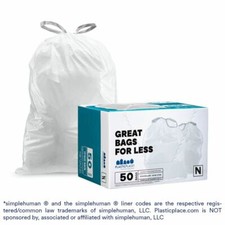 Plasticplace Custom Fit Trash Bags Compatible with simplehuman Code N, 50 Count