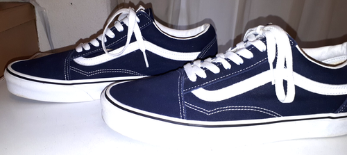 En muy buena condición Para hombres 9/42 VANS Off the wall OLD SKOOL Azul Oscuro/Blanco Gamuza Encaje Zapatillas - Imagen 6 de 10
