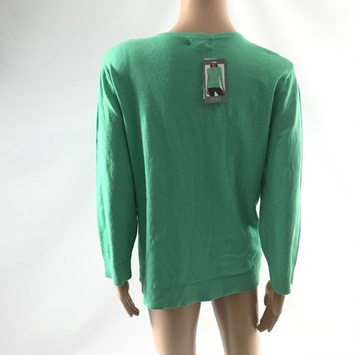 Spense Women's Cardigan Sweater Size L Green Long Sleeve Knit Solid Scoop Neck - Picture 4 of 6