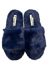Fabletics Faux Fur Slipper Slides Royal Blue Size 8