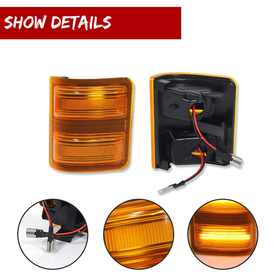 Para 08-16 Ford F250 F350 F450 F550 Super Duty lente âmbar luzes LED espelho lateral - Imagem 3 de 4