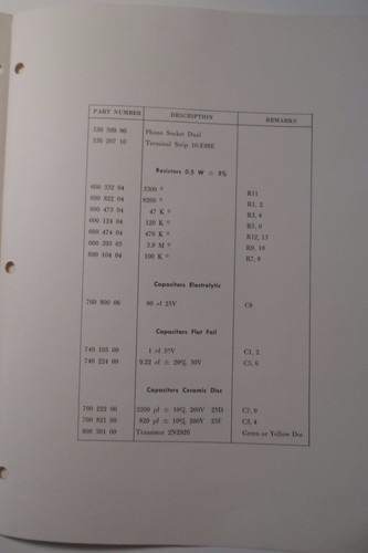 Original Wurlitzer Solid State Stereo Pre-Amplifier Service Manual - Picture 3 of 4