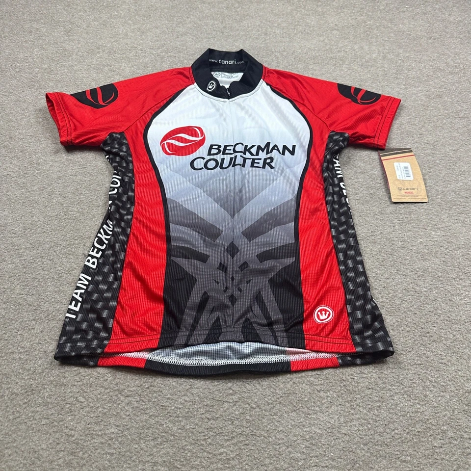 Camiseta deportiva para mujer Canari talla M roja manga corta rendimiento cremallera completa camisa de ciclismo Foto 2 de 4