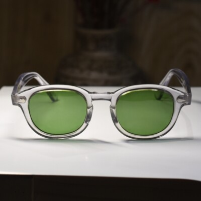 Mens grass green sunglasses womens crystal clear frame Johnny Depp glasses UV400