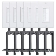 Single Gang Brush Wall Plate Passthrough Cable Plate with Mounting Bracket 6Pack