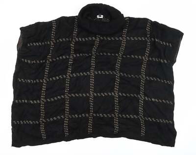 New Look Damen Pullover schwarz Rollkragen Karo Acrylmischung Größe M