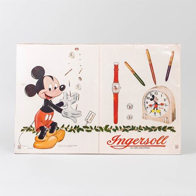 Vintage 1948 Disney Mickey Mouse Ingersoll 2-Page Christmas Ad Life Magazine