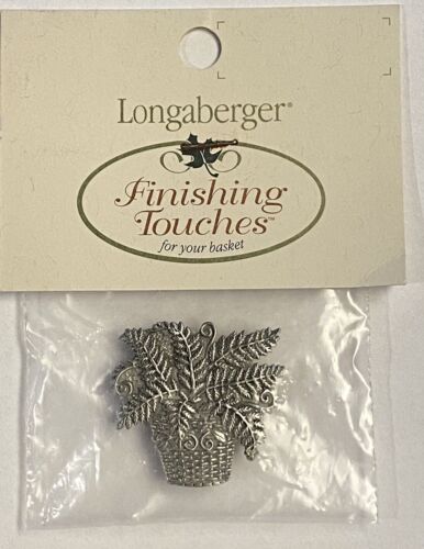 Longaberger Homestead Finishing Touches Pewter Refrigerator Magnet Basket Ferns - 第 1/4 張圖片