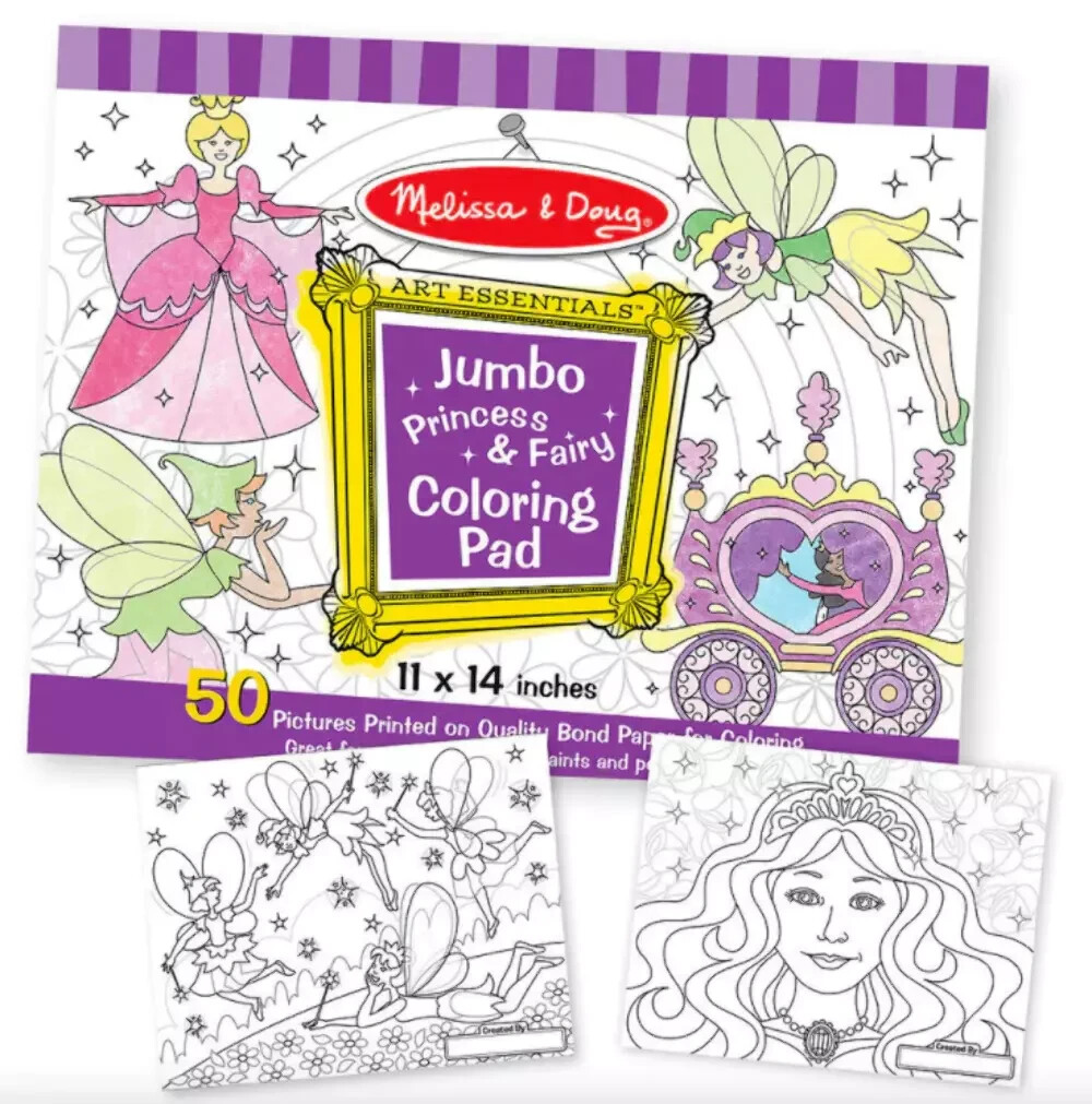 Jumbo Colouring Pad Princess & Fairy Girls Kids Drawing Melissa and Doug
