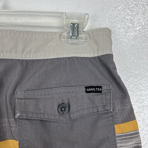 Hang Ten Board Shorts Youth Extra Large Grey Blue Surf Swim Beach Activewear - Picture 8 of 12