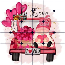 Sublimation Print Love Gnome Truck Valentines Day Ready to Press Heat Transfer