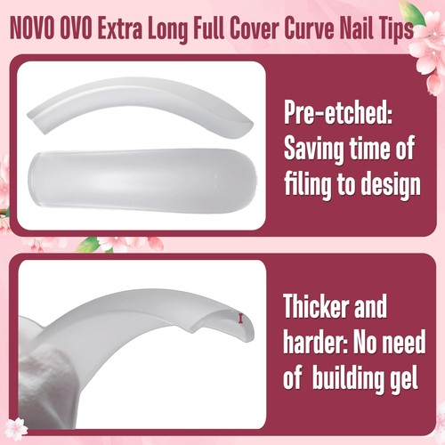 Curved Nail Tips Press on Full Cover Extra Curve Square Gel x Thick Long XL X... - Picture 3 of 6