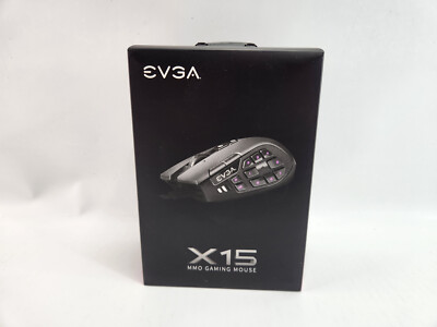 EVGA 904-W1-15BK-KR X15 MMO Gaming Mouse, 8k, Wired, Black Mouse 16,000 DPI