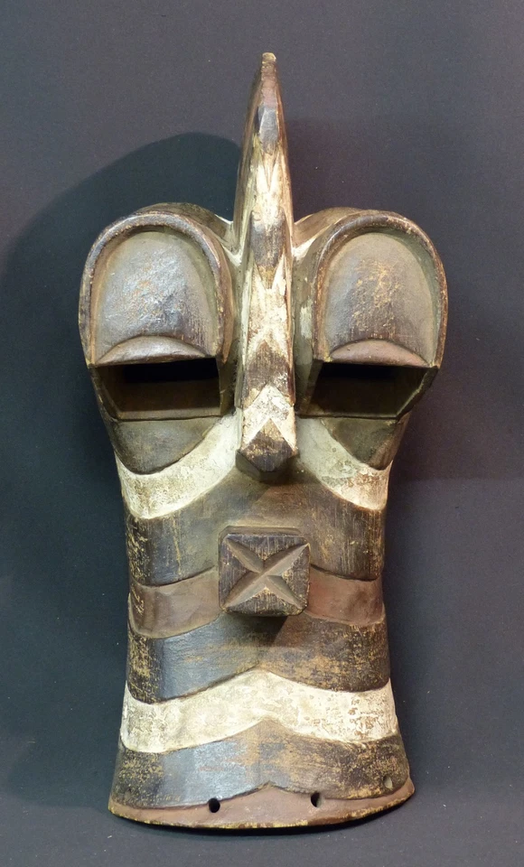 AA Art Africain remarquable masque 38cm guerrier Songye Kifwebe congo très déco - Photo 2/4
