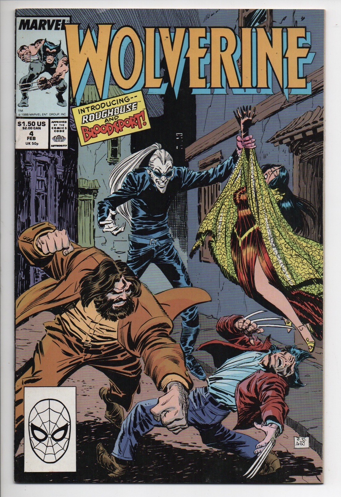 Wolverine 4 Marvel Comic Book 1988 Vintage Introducing Roughouse ...