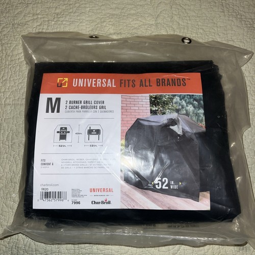 Char-Broil 2 Burner Grill Cover, Medium, 52" x 40" (Factory Sealed New)