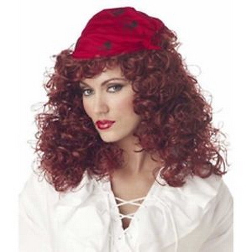 Pirate Wig Ladies Shoulder Length Curly Synthetic Hair Costume Wig With Bandanna - Bild 2 von 4