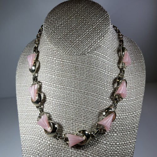 Vintage Pink Thermoset Necklace Art Deco Style Est 1950s