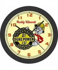 Reddy Kilowatt Duke Energy Power Electric Service Co Electrician Sign Wall Clock