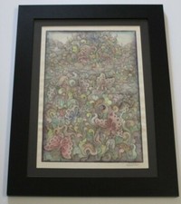 I GUSTI PUTU SANA PAINTING PENGOSEKAN BALI INDONESIAN FOLK ART ABSTRACT VINTAGE 