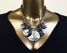 NECKLACE - SILVER NUGET STATMENT NECKLACE 