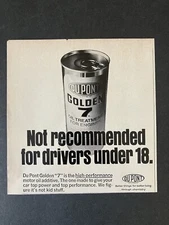 1968 Du Pont Golden 7 Oil Treatment For Engines B&W Vintage Print Ad