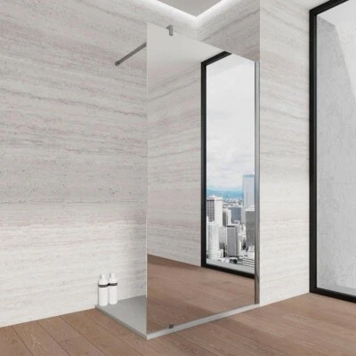 MARINELLIGROUP Parete Doccia WALK IN cristallo SPECCHIO 8mm H 200 cm anticalcare reversibile