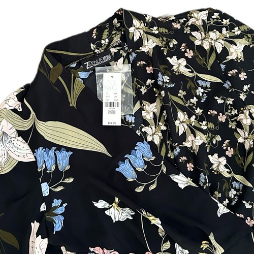 7th Ave Design Studio Damen 3/4 Ärmel Blumen Bluse hoher niedriger Saum Petite S Neu mit Etikett - Bild 5 von 9