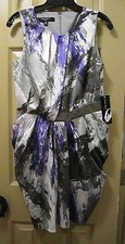 NEW SZ 10P NINE WEST WOMENS IRIS SHEATH STYLE DRESS, PURPLE GRAY WHITE NWTS $129