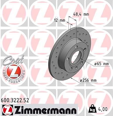 2X Zimmermann 600.3222.52 Bremsscheibe FüR Audi Seat Skoda Vw-image
