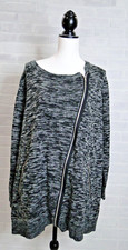 Ellos Women's Long Sleeve Front Full Zip Black Gray Marled Jacket Size 2x 26/28