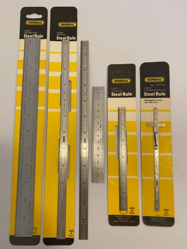 GENERAL TOOLS (6 PCS.) 12” & 6” M/E STAINLESS STEEL MACHINIST RULES - USA - NEW - 第 1/7 張圖片