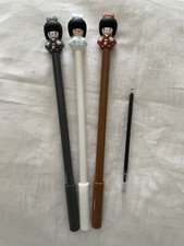 Kawaii Gel Pen w/1 refill, Black Ink 0.5mm Lot of 4