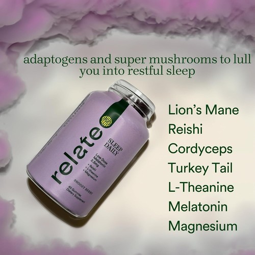 RELATE SLEEP DAILY GUMMIES MUSHROOM INFUSED SLEEP SUPPORT W/ LOW-DOSE MELATONIN - Picture 4 of 5