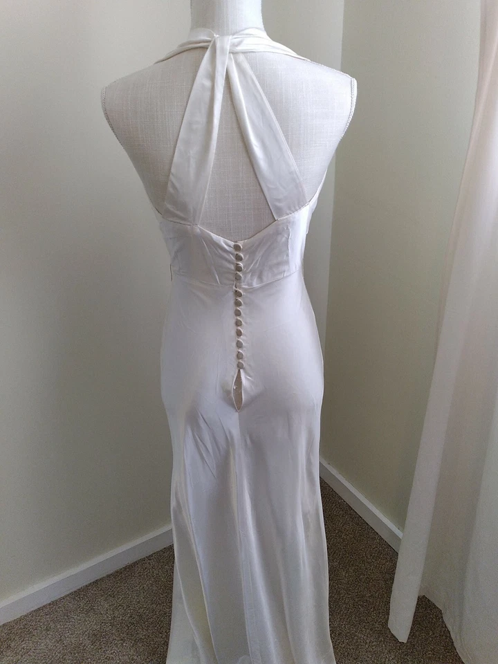 Stunning Vtg Wedding Gown 1920s/30s Satin Halter w/ Jacket candlight small - Image 4 of 4