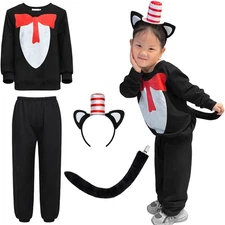 Bow Tie Set-Cat Ears Headband Sweatshirt Suit Cosplay for Halloween Costume A...