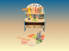 Wooden Tool Bench Kids Toy Play Workbench Workshop With Tools Set Pretend