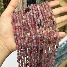 6x8mm Genuine Natural Irregular Smooth Pebble Nugget Pink Tourmaline Gems Beads