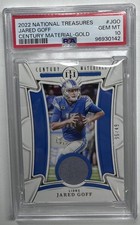 2022 National Treasures Jared Goff Century Materials Gold /49 PSA 10