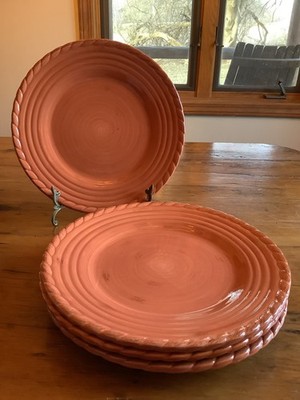 Artimino Tuscan Countryside Terracotta Earthenware 4 Dinner Plates 11 3/8''
