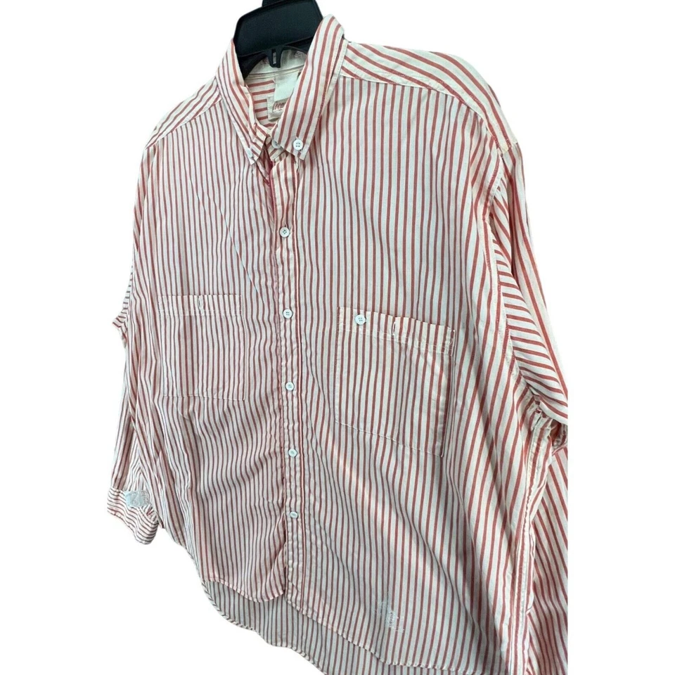 Vintage Coca-Cola Shirt Mens Large Red White Striped Button Up Long Sleeve 90s - Image 2 of 4